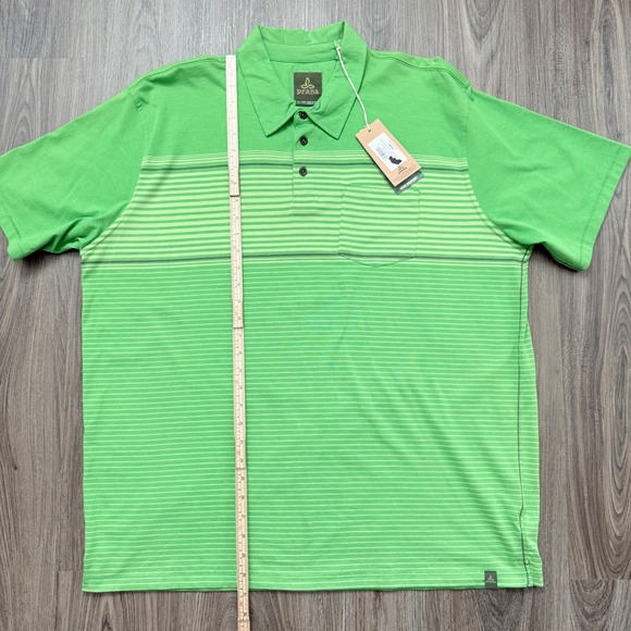 Prana XXL Green (seaweed) Striped Organic Cotton Short Sleeve Marco Polo NWT - Picture 5 of 8
